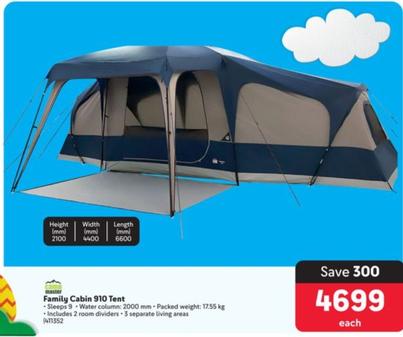Camp Master - Family Cabin 910 Tent offers at R 4699 in Makro