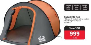 Camp Master - Instant 200 Tent offers at R 999 in Makro