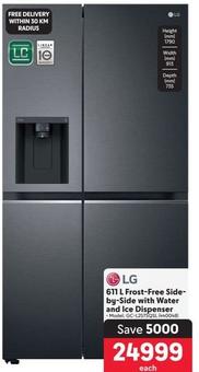 Lg - 611 L Frost-Free Side- By-Side With Water And Ice Dispenser offers at R 24999 in Makro