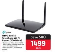 Tp-Link - N300 4G Lte Telephony Wi-Fi Router (300 Mbps) offers at R 1499 in Makro