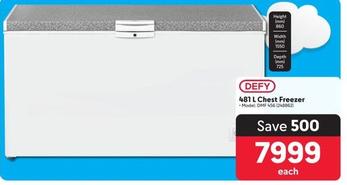 Defy - 481 L Chest Freezer offers at R 7999 in Makro