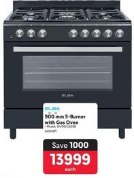 Elba - 900 Mm 5-Burner With Gas Oven offers at R 13999 in Makro