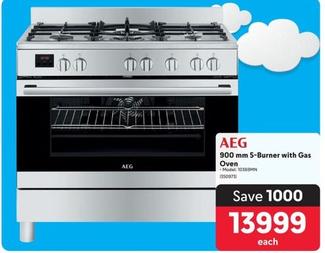 Aeg - 900 Mm 5-Burner With Gas Oven offers at R 13999 in Makro
