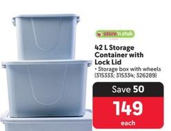Store'N Stak - 42 L Storage Container With Lock Lid offers at R 149 in Makro
