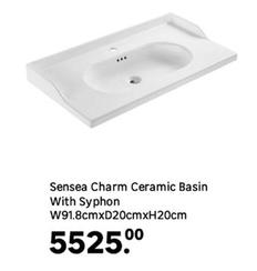 Sensea - Charm Ceramic Basin With Syphon W91.8cmxD20cmxH20cm offers at R 5525 in Leroy Merlin