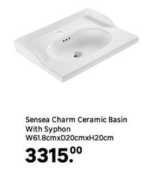 Sensea - Charm Ceramic Basin With Syphon W61.8cmxD20cmxH20cm offers at R 3315 in Leroy Merlin