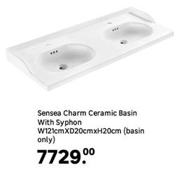 Sensea - Charm Ceramic Basin With Syphon W121cmXD20cmxH20cm (basin only) offers at R 7729 in Leroy Merlin