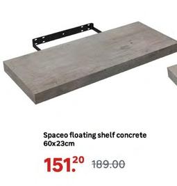 Spaceo - Floating Shelf Concrete 60x23cm offers at R 151,2 in Leroy Merlin