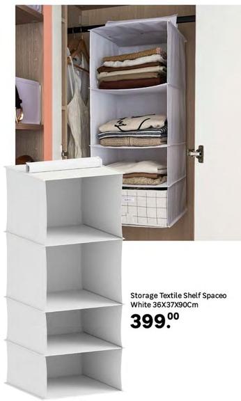 Spaceo - Storage Textile Shelf White 36x37x90cm offers at R 399 in Leroy Merlin