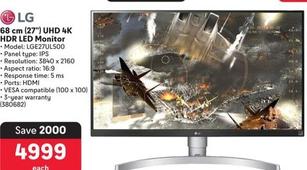 Lg - 68 Cm (27") Uhd 4K Hdr Led Monitor offers at R 4999 in Makro