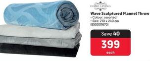 Home Living - Wave Sculptured Flannel Throw offers at R 399 in Makro