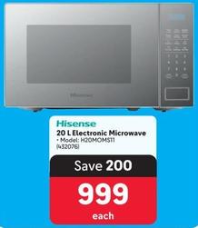 Hisense - 20 L Electronic Microwave offers at R 999 in Makro