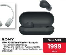 Sony - WF-C700N True Wireless Earbuds offers at R 1999 in Makro