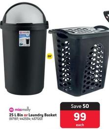 Missmolly - 25 L Bin Or Laundry Basket offers at R 99 in Makro
