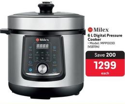 Milex - 6 L Digital Pressure Cooker offers at R 1299 in Makro