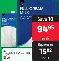 M - Long Life Full Cream Milk offers at R 94,95 in Makro