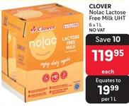 Clover - Nolac Lactose Free Milk UHT offers at R 119,95 in Makro