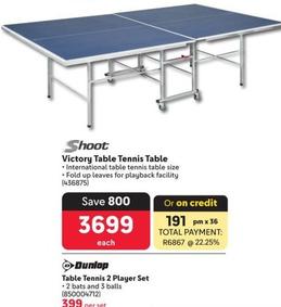 Shoot - Victory Table Tennis Table offers at R 3699 in Makro