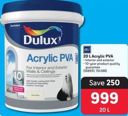 Dulux - 20 L Acrylic PVA offers at R 999 in Makro