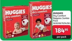 Huggies - Dry Comfort Nappies Jumbo Pack offers at R 184,95 in Makro