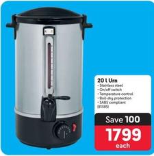 20 L Urn offers at R 1799 in Makro