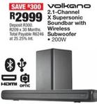 Volkano - 2.1 Channel X Supersonic Soundbar With Wireless Subwoofer  offers at R 2999 in OK Furniture