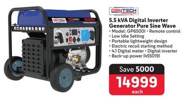 Gentech - 5.5 Kva Digital Inverter Generator Pure Sine Wave offers at R 14999 in Makro