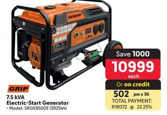 Grip - 7.5 Electric-Start Generator offers at R 10999 in Makro