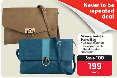Vivace Ladies Hand Bag offers at R 199 in Makro