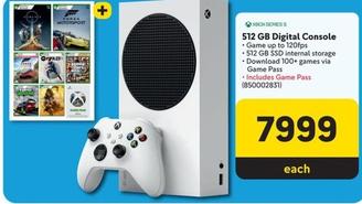 Microsoft - Xbox Series S 512 Gb Digital Console offers at R 7999 in Makro