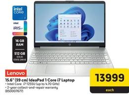 Lenovo - 15.6" (39 Cm) Ideapad 1 Core I7 Laptop offers at R 13999 in Makro