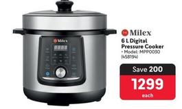 Milex - 6 L Digital Pressure Cooker offers at R 1299 in Makro