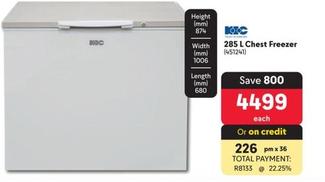 Kic - 285 L Chest Freezer offers at R 4499 in Makro