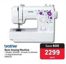 Brother - Basic Sewing Machine offers at R 2299 in Makro