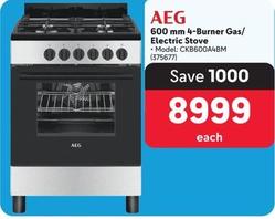 Aeg - 600 Mm 4-Burner Gas/Electric Stove offers at R 8999 in Makro