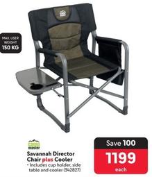 Camp Master - Savannah Director Chair Plus Cooler offers at R 1199 in Makro