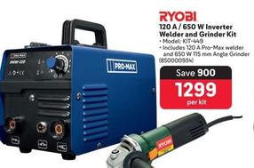 Ryobi - 120 A/650 W Inverter Welder And Grinder Kit offers at R 1299 in Makro