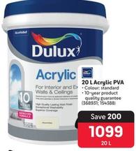 Dulux - 20 L Acrylic Pva offers at R 1099 in Makro