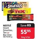 Nestlé - Giant Smarties, Tex Or Bar One offers at R 55,95 in Makro