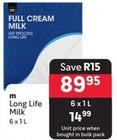 M - Long Life Milk offers at R 89,95 in Makro