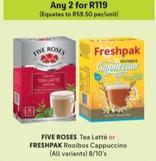 Five Roses/Freshpak Tea Latte Or Rooibos Cappuccino offers at R 119 in Makro