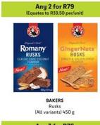 Bakers - Rusks offers at R 79 in Makro