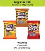 Willards - Cheasnaks offers at R 36 in Makro