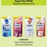 Comfort - Fabric Softener Refill offers at R 140 in Makro