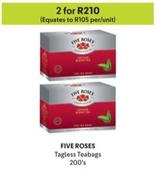 Five Roses - Tagless Teabags 200's offers at R 210 in Makro
