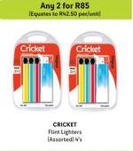 Cricket - Flint Lighters offers at R 85 in Makro