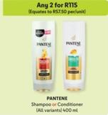 Pantene - Shampoo Or Conditioner offers at R 115 in Makro