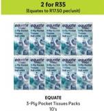 Equate - 3-Ply Pocket Tissues Packs 10'S offers at R 35 in Makro