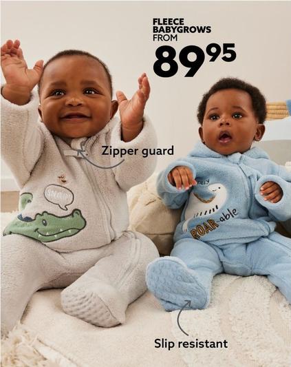 Fleece Babygrows offers at R 89,95 in Ackermans