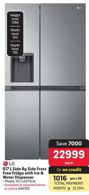 Lg - 617 L Side By Side Frost Free Fridge With Ice & Water Dispenser offers at R 22999 in Makro